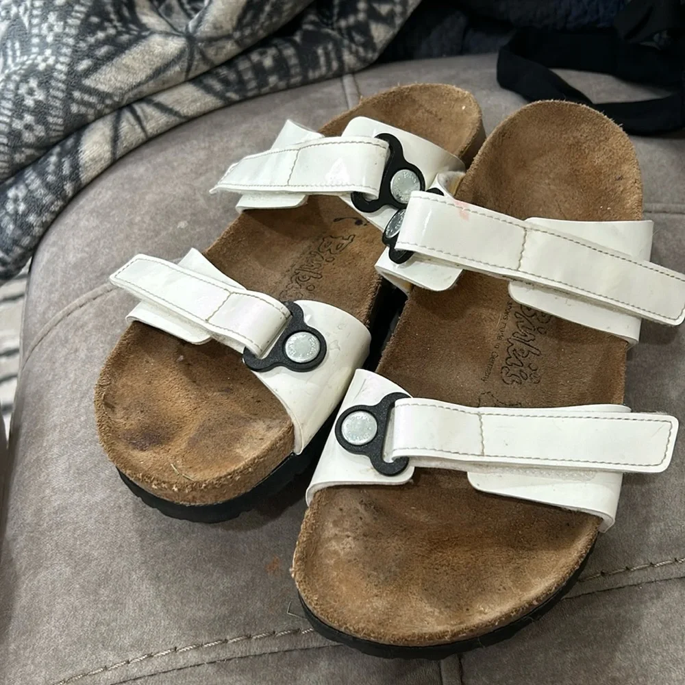 Birkenstock Birki White Madura Velcro Sandals Size 39/8 comfort - Picture 1 of 7
